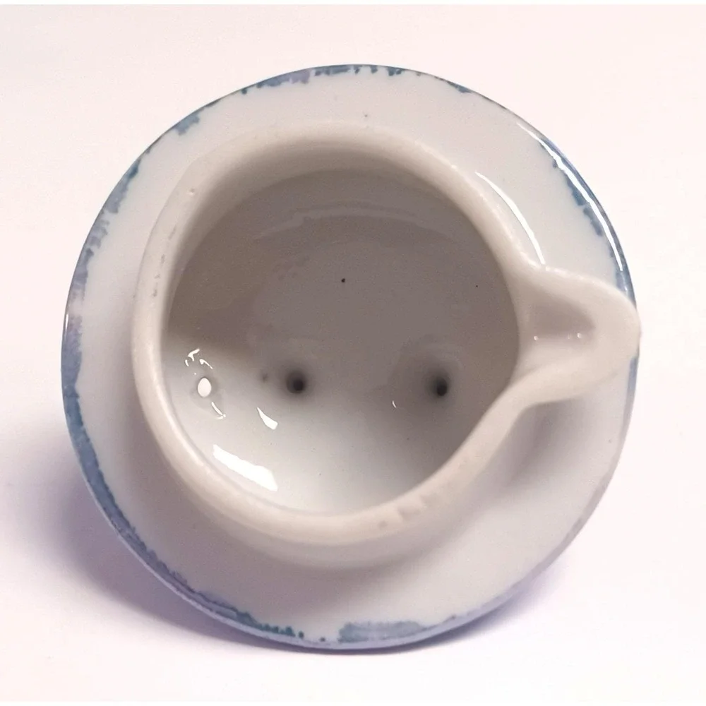 Vintage Japanese Lusterware Covered Sugar Bowl Hand Painted Orange Floral Blue